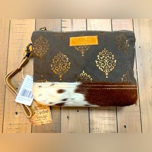 Vintage Style Brown and Tan Clutch